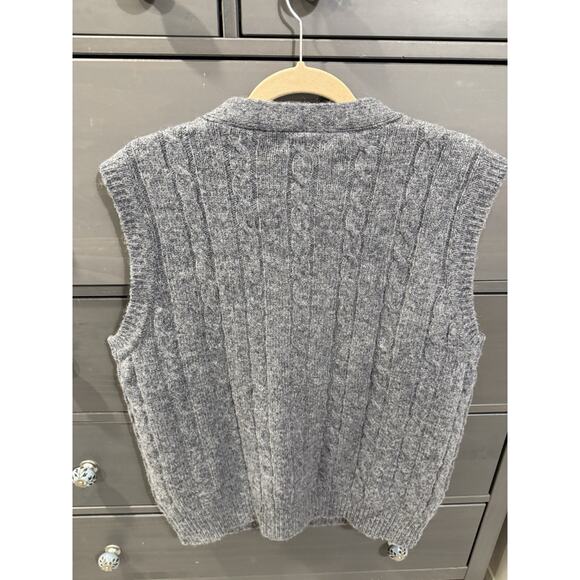 Vintage Four Winds Shetland 100% Wool Sweater Vest Gray XL Leather Buttons EUC - Picture 5 of 6